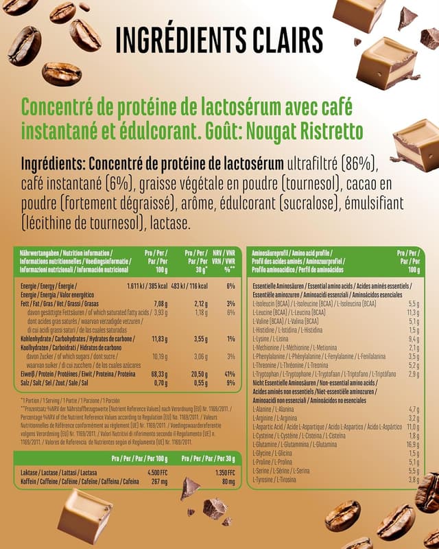 Detalle 2 de Vit4ever Barista Protein Coffee Nougat (908 g) — café protéiné crémeux jusqu’à 20 g de protéines