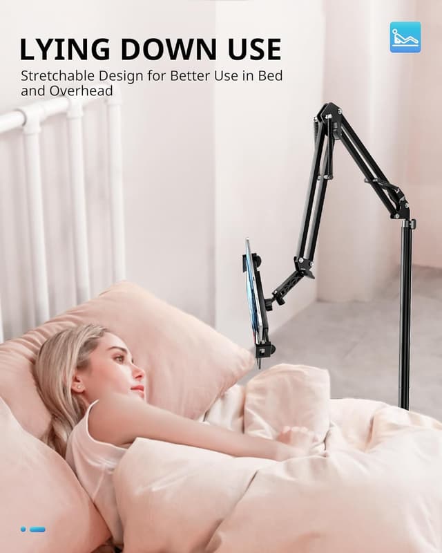 Detalle de UBeesize Tablet Stand Holder for Bed & Floor (Adjustable, 360° swivel, stretchable arm) for iPad, Kindle & phones