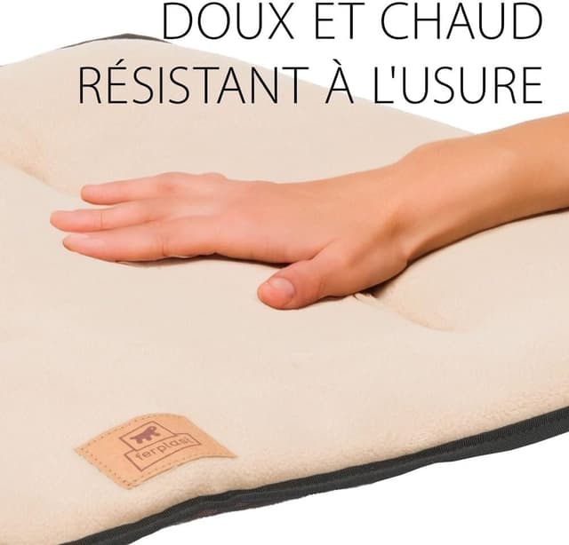 Detalle de Ferplast Jolly Microfleece Lit pour Chien Grand double face anti-rayures et imperméable – Marron