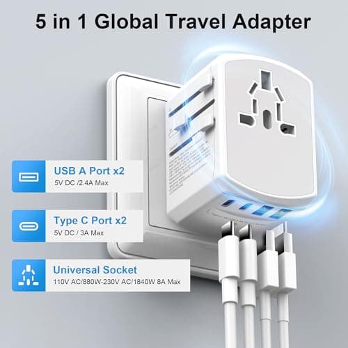 Detalle 2 de Yioihnm adaptador universal 5 en 1 viaje