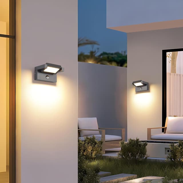 Thumbnail 6 de Lampada da esterno con sensore di movimento IP65 bianco caldo 3000K, pannello orientabile 350° (grigio scuro)