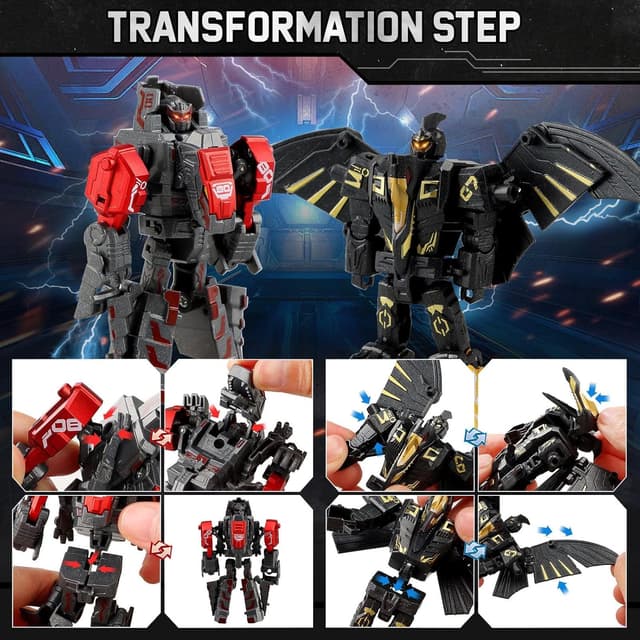 Thumbnail 3 de JONEG Transforming Robot Dinosaur 4-in-1 STEM Toy (11 Shape Transformations) for Ages 5–10, Black