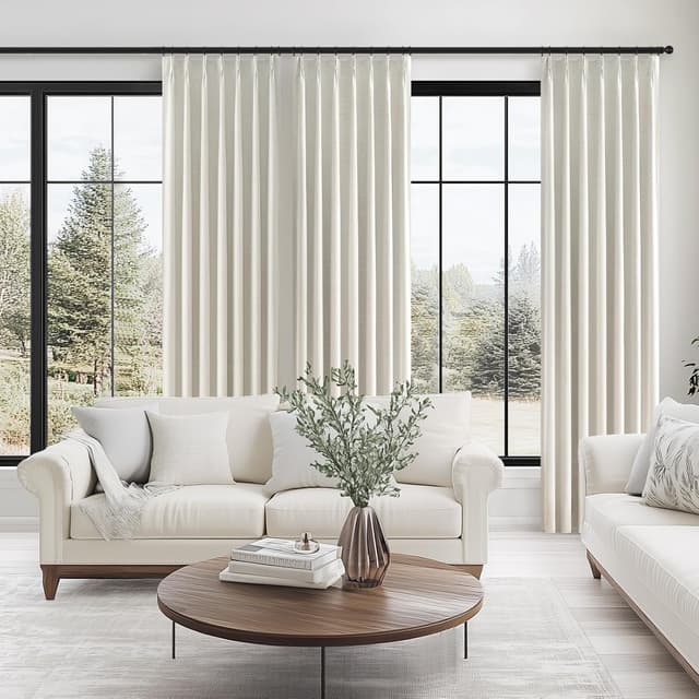 Thumbnail 6 de Topfinel 96-Inch Pinch Pleat 100% Blackout Curtains (2 Panels) — Natural Linen Thermal Insulated Set, Neutral Beige Ivory