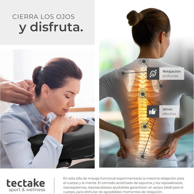 Detalle 1 de TecTake Silla de Masaje Fisioterapia y Rehabilitación 💆♀