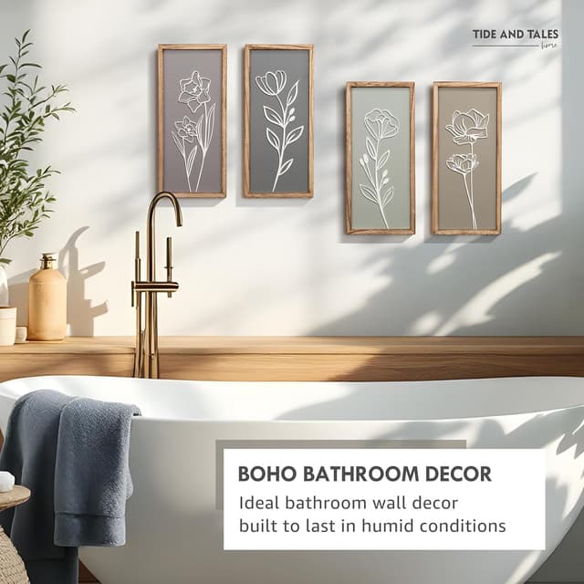 Thumbnail 3 de 3D Wooden Floral Wall Art Set of 4 🖼