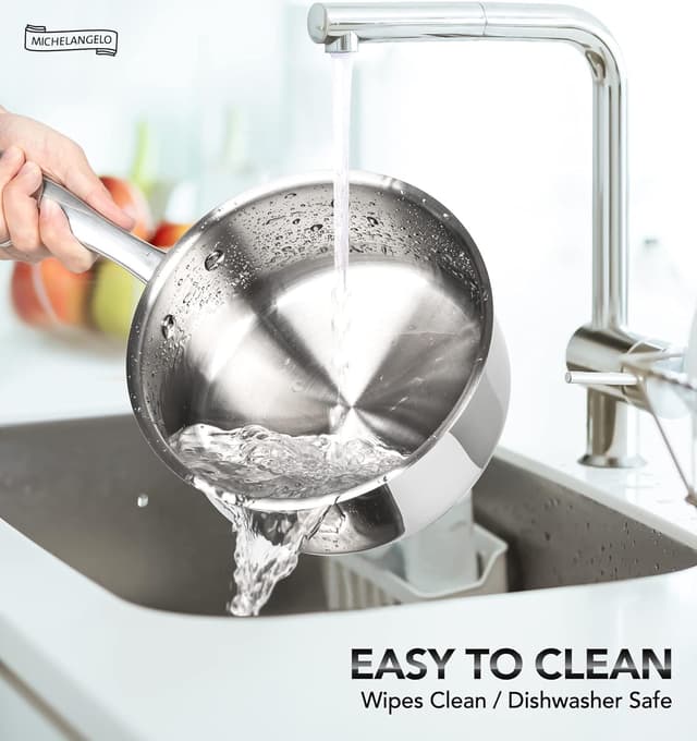 Thumbnail 3 de Michelangelo Stainless Steel Saucepan Set 1QT & 3QT with Lids 🥘