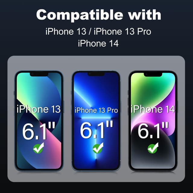 Detalle 2 de Tentoki Tempered Glass Screen Protector for iPhone 14 / iPhone 13 Pro / 13 (6.1in) – Full Coverage 3-Pack, 9H