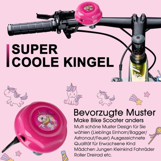 Detalle de Kinder-Fahrradklingel 120 dB – Mini-Glocke für Kinderfahrrad, Laufrad, Roller & mehr