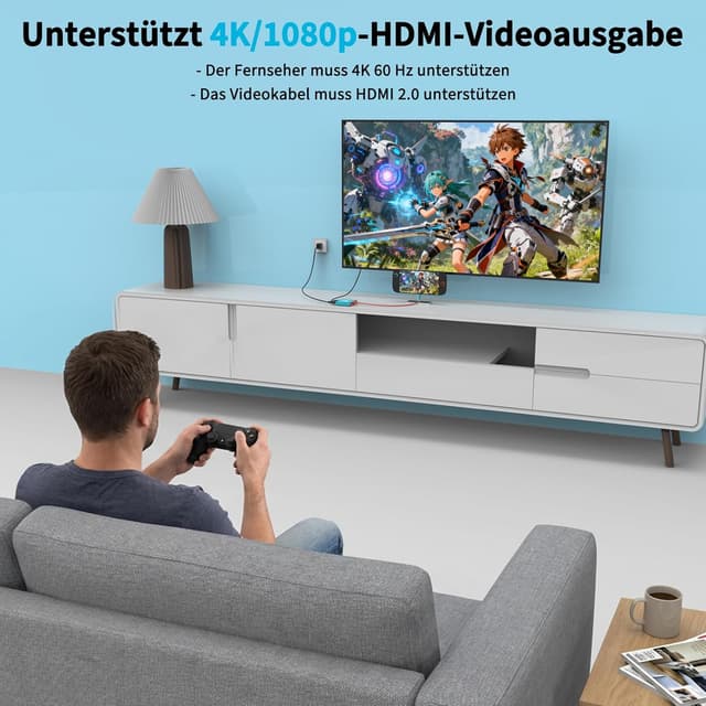 Detalle de Reddening Switch 2 Docking Station als Ersatz für das offizielle Dock – 4K/60Hz, HDMI 2.0, PD 100W