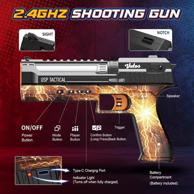 Thumbnail 1 de VATOS Jeu de tir électronique intelligent avec base à notation automatique et pistolet laser rechargeable