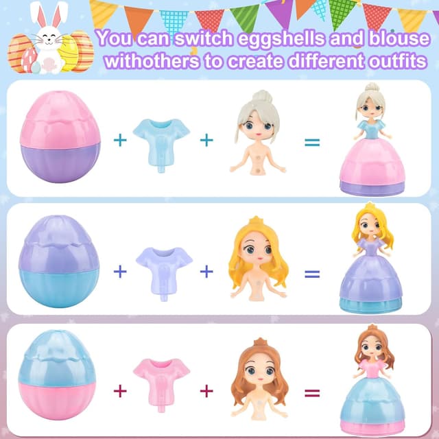 Detalle 1 de Ostergeschenke für Kinder, 12 Ostereier mit Prinzessin-Spielzeug