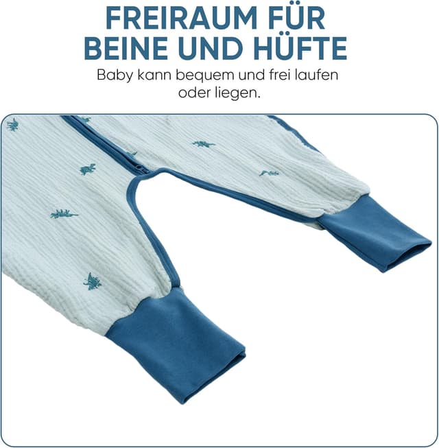 Detalle de 2er-Set amo nenes Baby-Schlafsack Sommer mit Füßen 0,5 Tog aus Baumwolle (Musselin) – Jungen & Mädchen