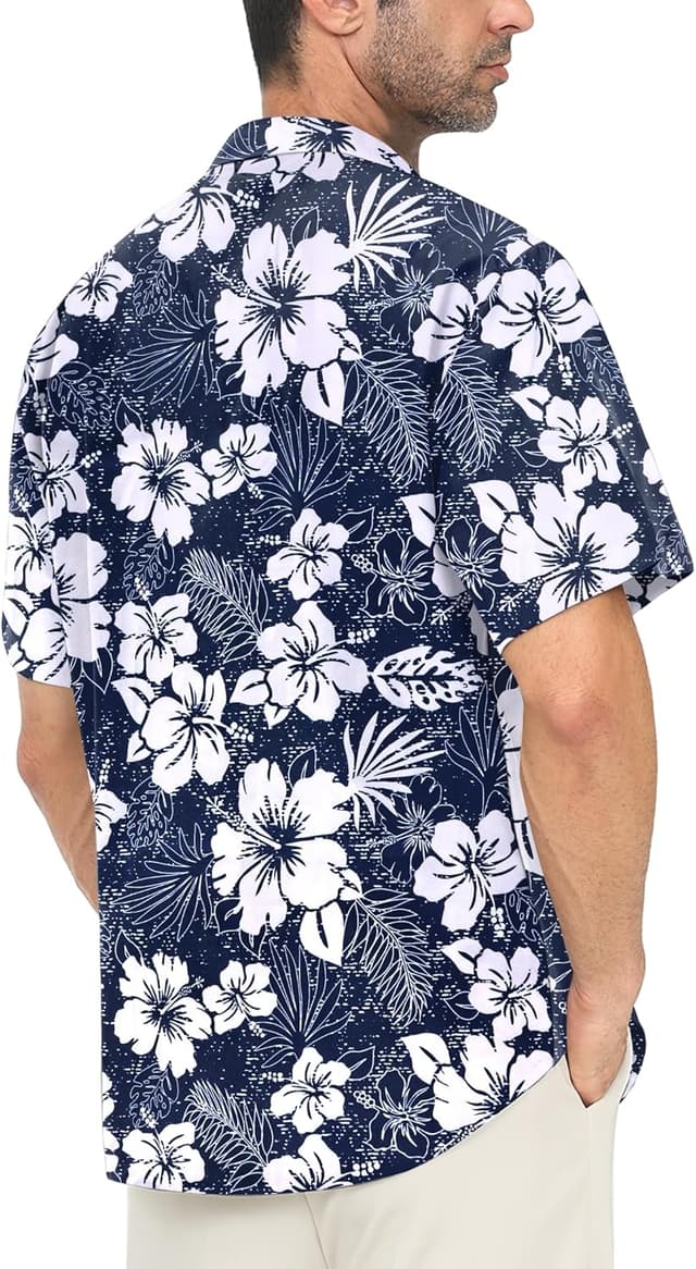 Detalle 2 de Chemise hawaïenne Gavliuu pour homme à manches courtes imprimé tropical