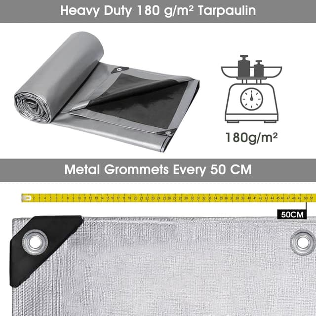 Thumbnail 1 de Telo Impermeabile Esterno 3x5m in PE 180 g/m² con occhielli rinforzati e cuciture termosaldate