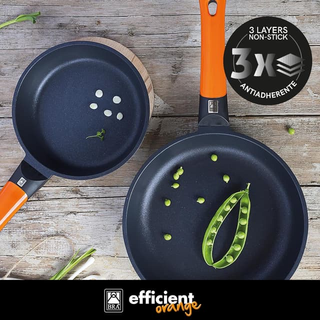 Detalle de BRA Efficient Orange Sartenes 3 unidades 18/22/26 cm