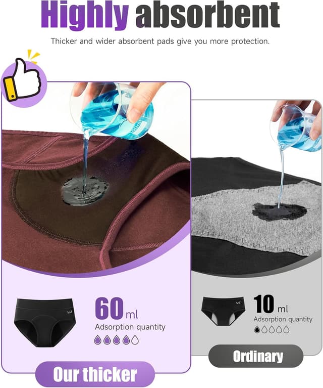 Detalle 2 de TANSTC mutande mestruali donna in cotone, 4 strati assorbenti (3 pack)