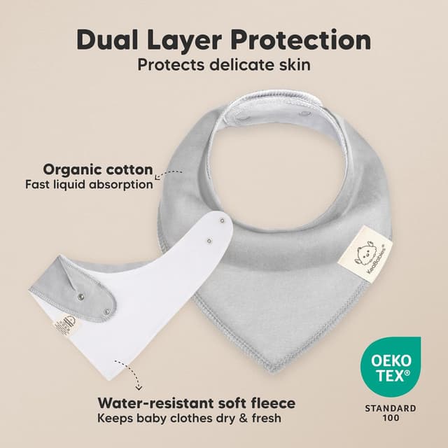 Thumbnail 1 de KeaBabies 8-Pack Organic Baby Bandana Bibs (Hunter) — Super Absorbent Cotton Triangle Bibs