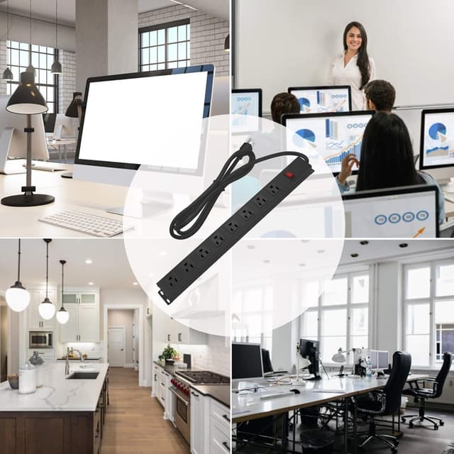 Thumbnail 6 de HHSOET Metal 8 Outlet Mountable Power Strip