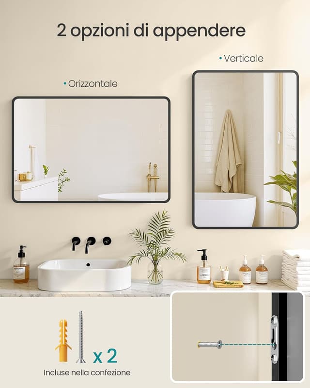 Detalle 2 de Specchio bagno SONGMICS 91 x 61 cm