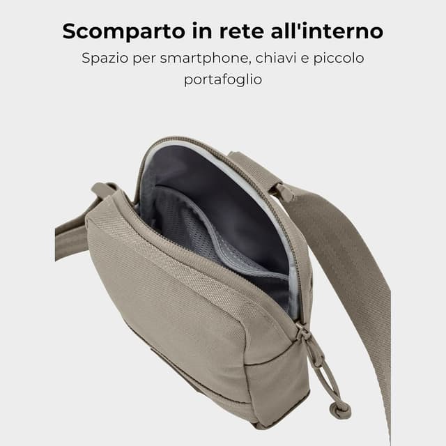 Detalle 2 de Johnny Urban Sling Bag Arthur in poliestere riciclato – borsa a tracolla monospalla idrorepellente per travel, festival e escursionismo
