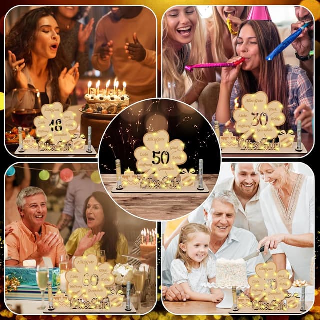 Thumbnail 4 de Geldgeschenk 40 Geburtstag LED Kleeblatt Holz Gästebuch