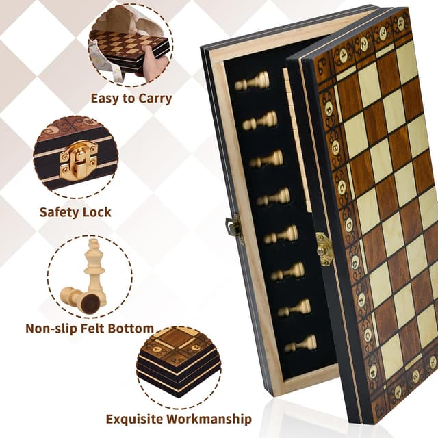 Thumbnail 5 de Aissom Schachspiel aus Holz 29x29 cm