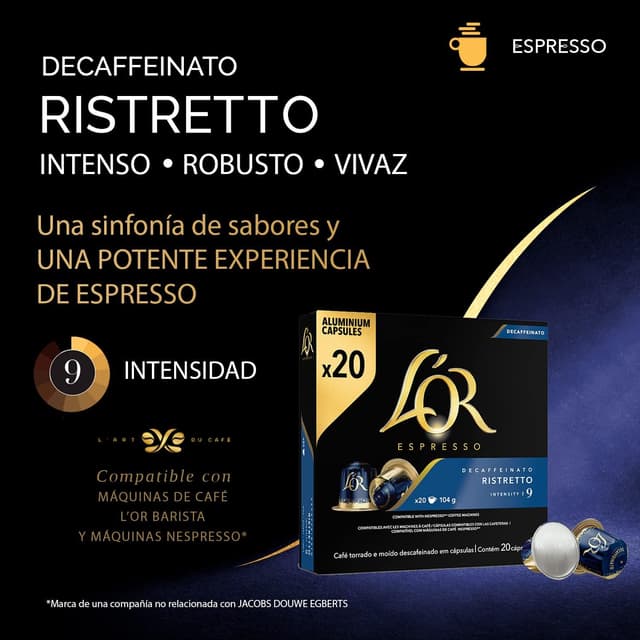Thumbnail 2 de L'OR Espresso Ristretto Decaffeinato | 200 Cápsulas Nespresso