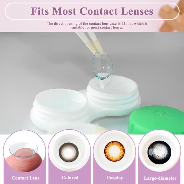 Detalle 2 de HZXINYI Kontaktlinsenbehälter-Set (8 Stück) mit auslaufsicherem Schraubdeckel – grün, blau, rosa, lila