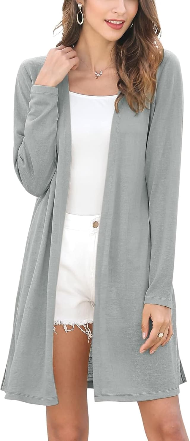 Detalle de MessBebe Damen Langcardigan „Sommer“ – dünne Strickjacke offen mit langen Ärmeln