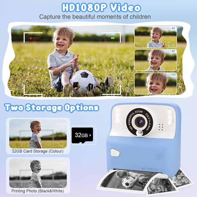 Detalle de Amzelas Kids Instant Print Camera 32GB