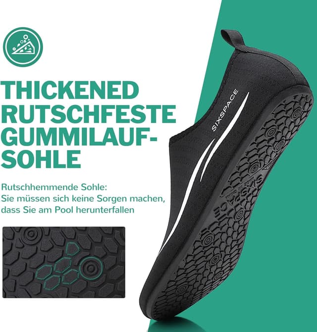 Detalle de Sixspace Badeschuhe für Herren & Damen: Schnell trocknende Wasserschuhe zum Surfen, Strand & Pool