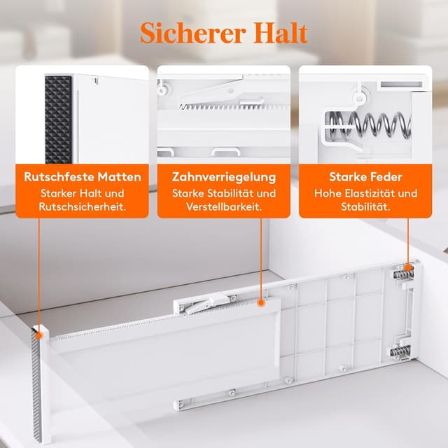 Detalle de Lifewit 4er Set Schubladentrenner, verstellbar für Schubladen-Innenlängen 34–50 cm (weiß)