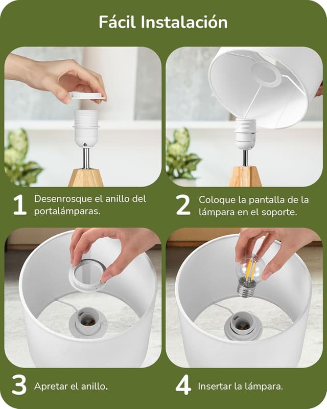 Thumbnail 5 de EDISHINE Lámpara de Mesa Vintage, Elegante Dúo LED 🛋