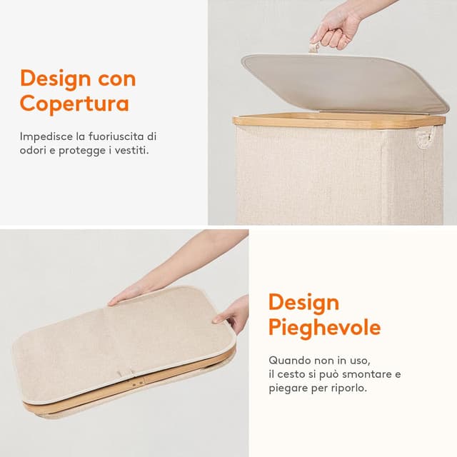 Thumbnail 6 de Lifewit Cesta Portabiancheria 100 L con Coperchio