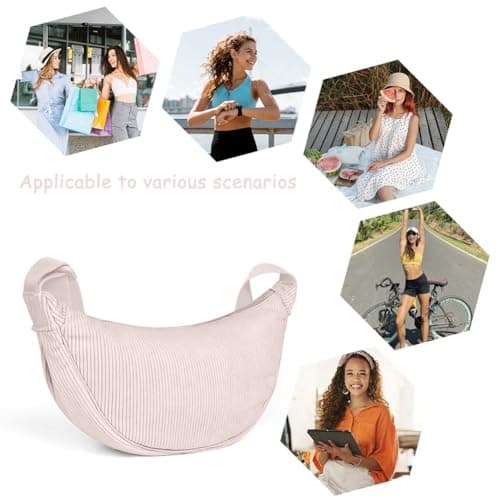 Thumbnail 7 de Aucuu Bolso Bandolera para Mujer media luna impermeable en pana con correa ajustable