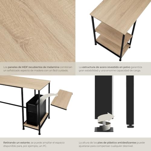 Thumbnail 5 de tectake® Mesa Comedor Industrial de Madera Clara