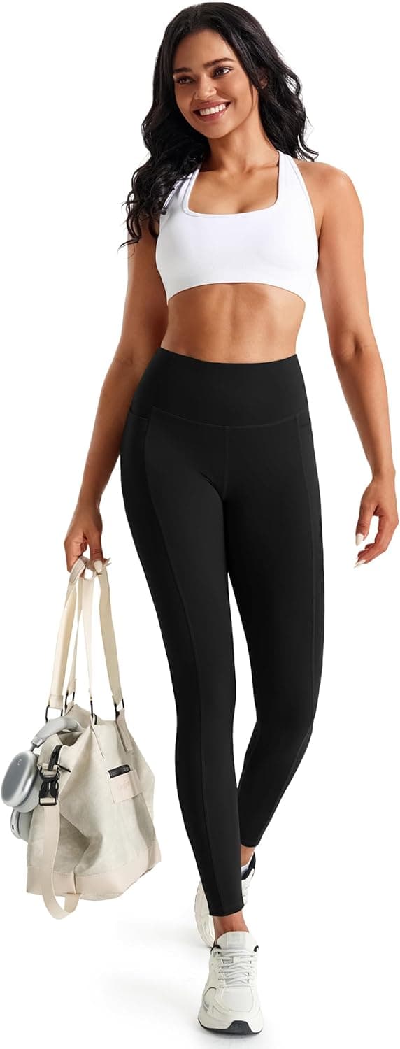 Detalle de JOYSPELS women’s gym leggings with pockets – high waisted tummy control full length & capri style