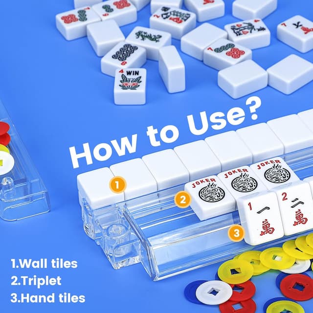 Detalle de Suncle 4PCS Mahjong Racks with Pushers (Clear Acrylic) — Modern tile racks with built-in pushers