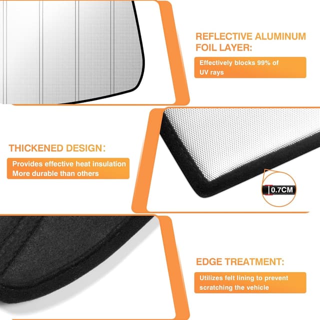 Detalle de KUST Windshield Sun Shade for Mazda CX-5 (2018–2025) — Foldable UV Sun Visor with Aluminum Film