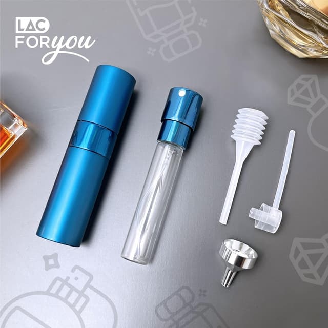 Detalle de LAC FOR YOU Perfume Atomiser 8 ml – Refillable travel perfume bottle for handbags (blue)