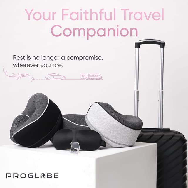 Thumbnail 6 de Proglobe Pink Airplane Travel Pillow Set with 100% Pure Memory Foam Neck Pillow