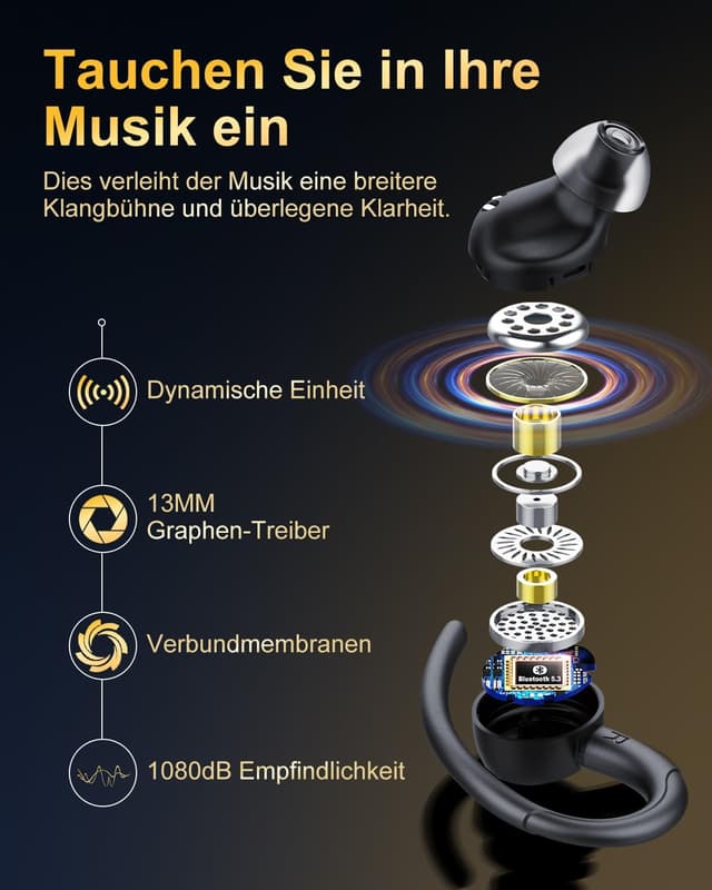 Detalle 2 de Jesebang Bluetooth Kopfhörer Sport – In Ear mit IP7 und 40 Std