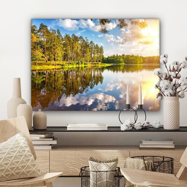 Thumbnail 4 de Tableau toile 70x50 Eau Arbres nature