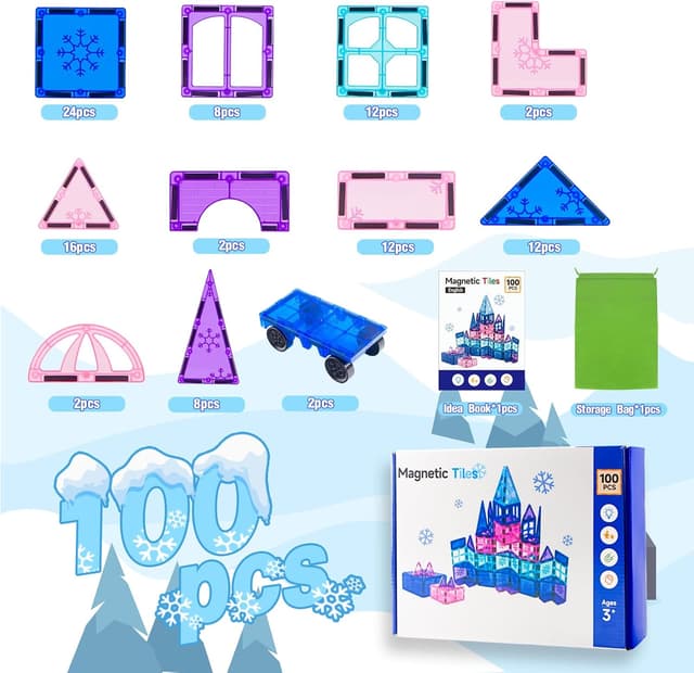 Thumbnail 4 de Xekel Magnetic Tiles 100 pcs magnetic building blocks 🧩