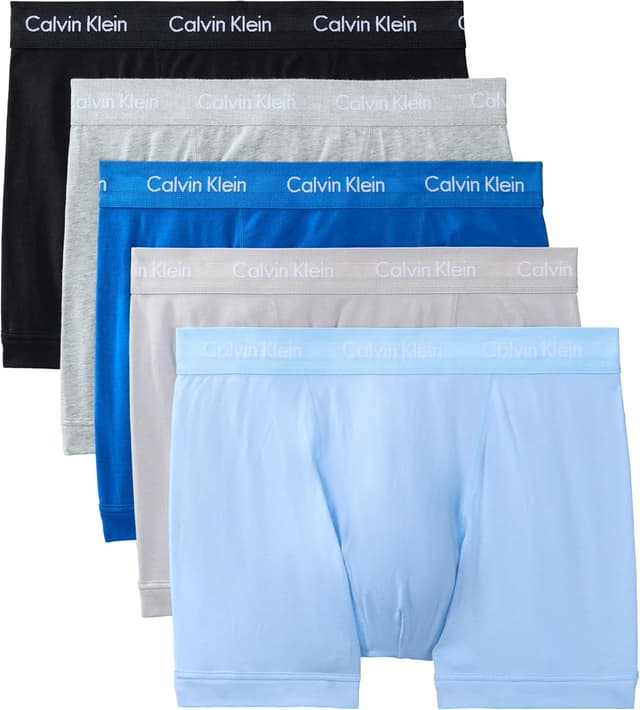 Detalle de Lot de 5 boxers Calvin Klein pour homme en coton/élasthanne