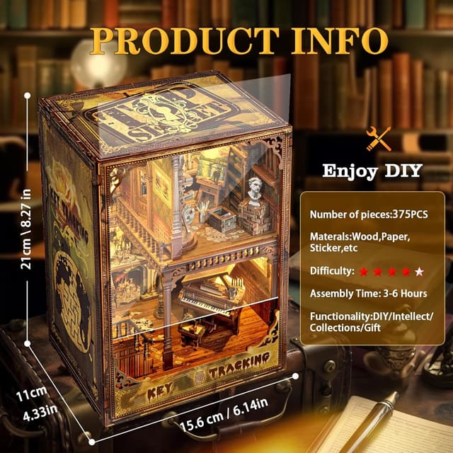 Thumbnail 3 de RONSTONE Book Nook Casita de Muñecas