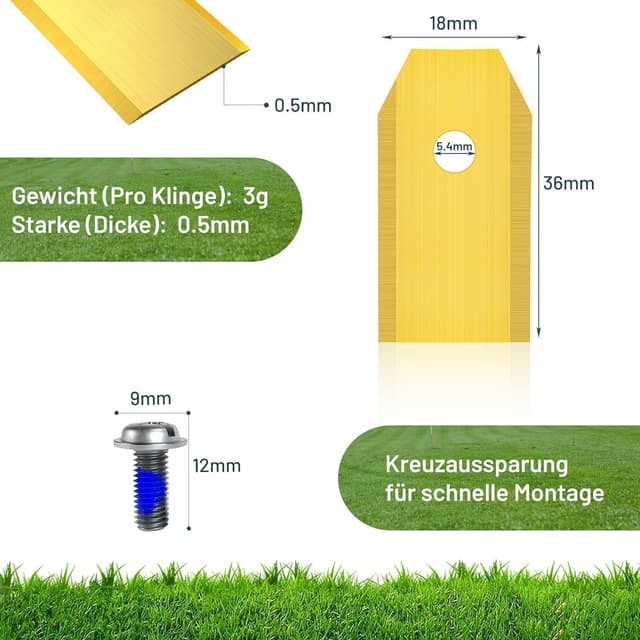 Detalle de HAUSPROFI 30x Titan-Ersatzklingen für Segway Navimow i105e & H-Serie (kompatibel mit i/H/X Modellen) – DIN EN 50636-2-107 geprüft