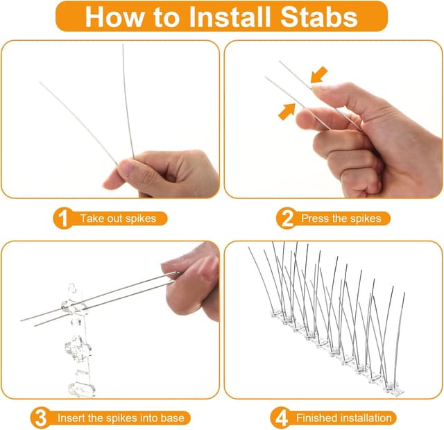 Detalle 1 de Dissuasori per piccioni da 1 metro (anti-piccioni) – 4 pezzi per balconi, tetti e giardini