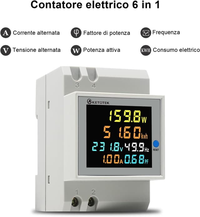 Thumbnail 1 de KETOTEK AC40-300V 100A Misuratore energetico 6‑in‑1 🔌