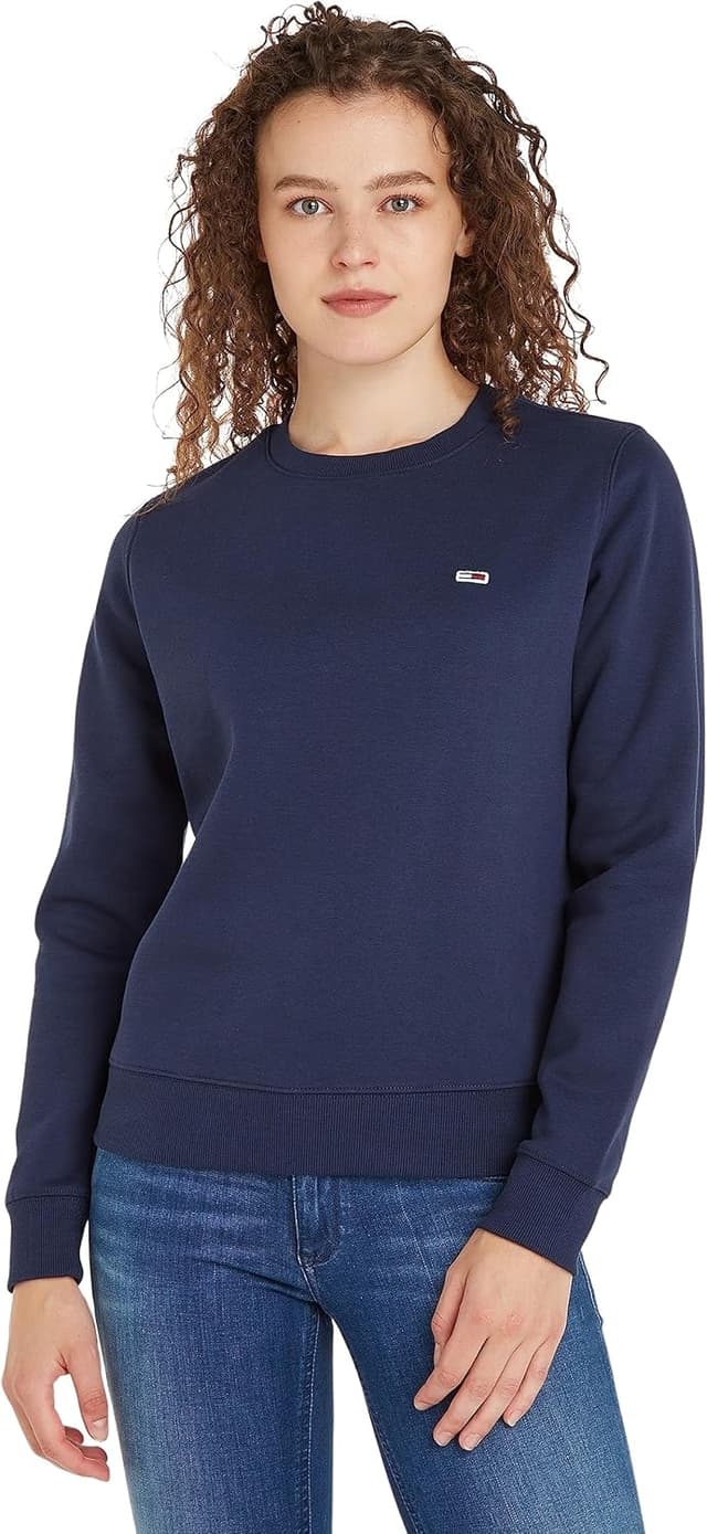 Detalle de Tommy Jeans Women’s Crew Neck Jumper in brushed cotton-blend fleece